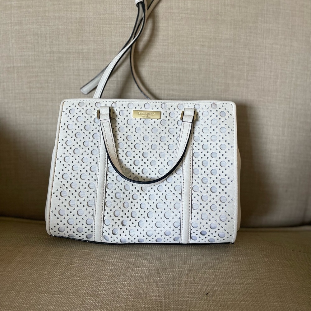 Kate Spade Perforated White Leather Bag.